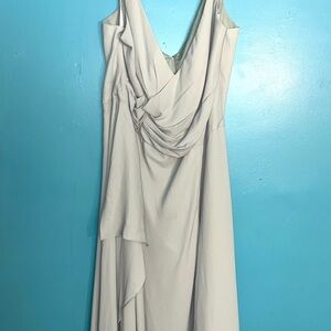 David's Bridal Light Green Asymmetrical Gown Sleeveless Plunge